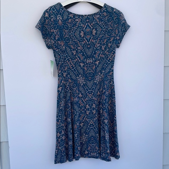 Decree Blue V-Neck Fit and Flare Skater Y2K Dress Medium - Picture 9 of 13